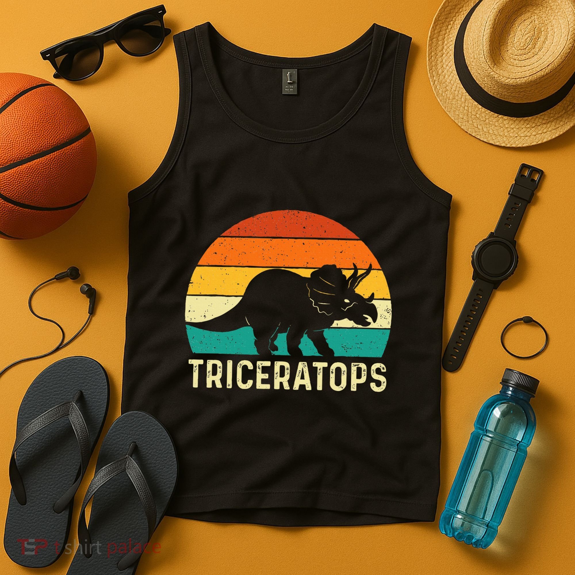 Triceratops Retro Dinosaur Lover Paleontologist Tank Top