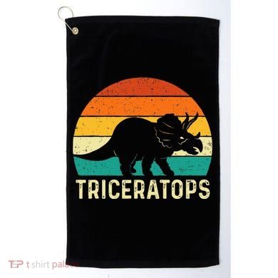 Triceratops Retro Dinosaur Lover Paleontologist Golf Towel