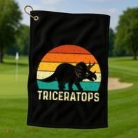 Triceratops Retro Dinosaur Lover Paleontologist Golf Towel thumb 1