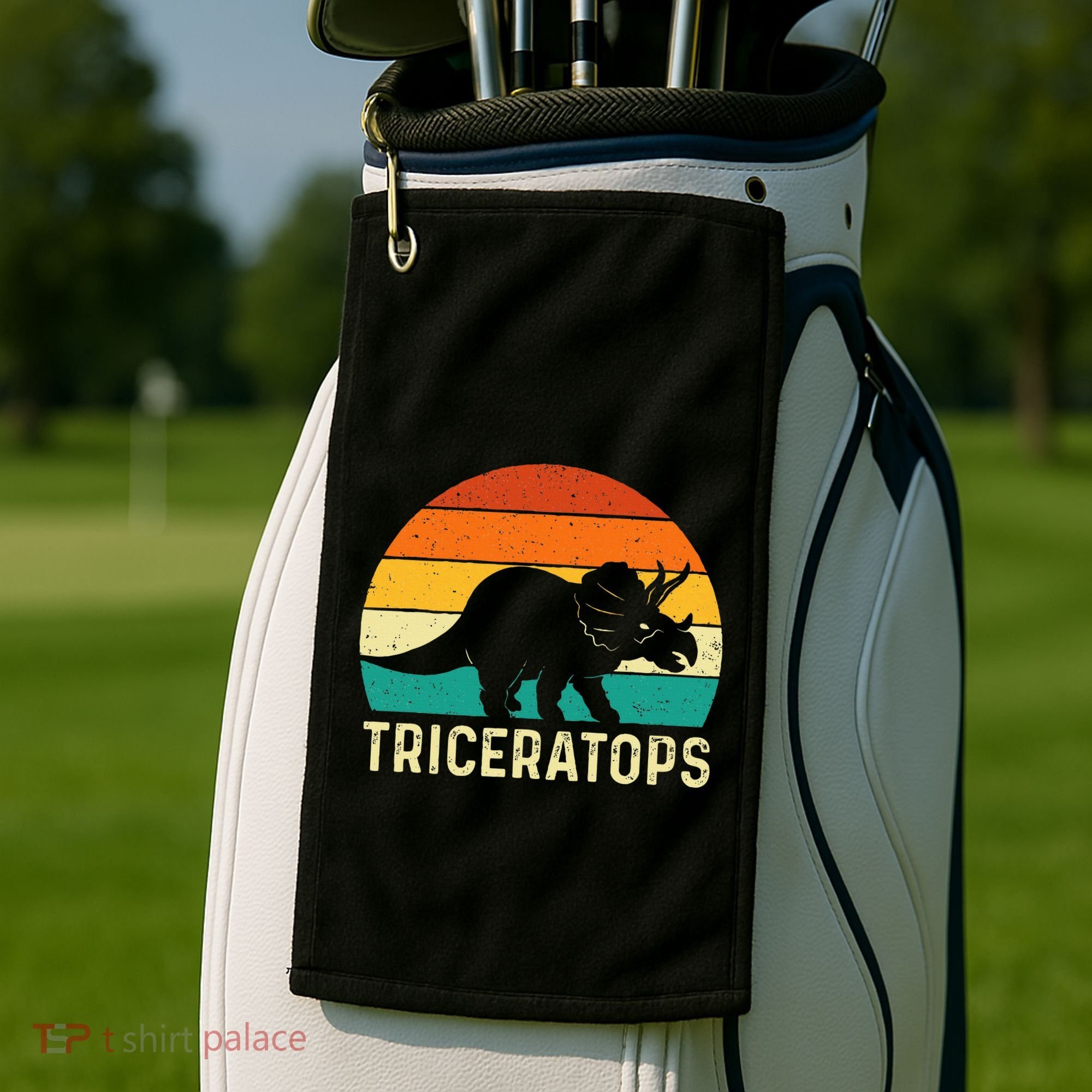 Triceratops Retro Dinosaur Lover Paleontologist Golf Towel