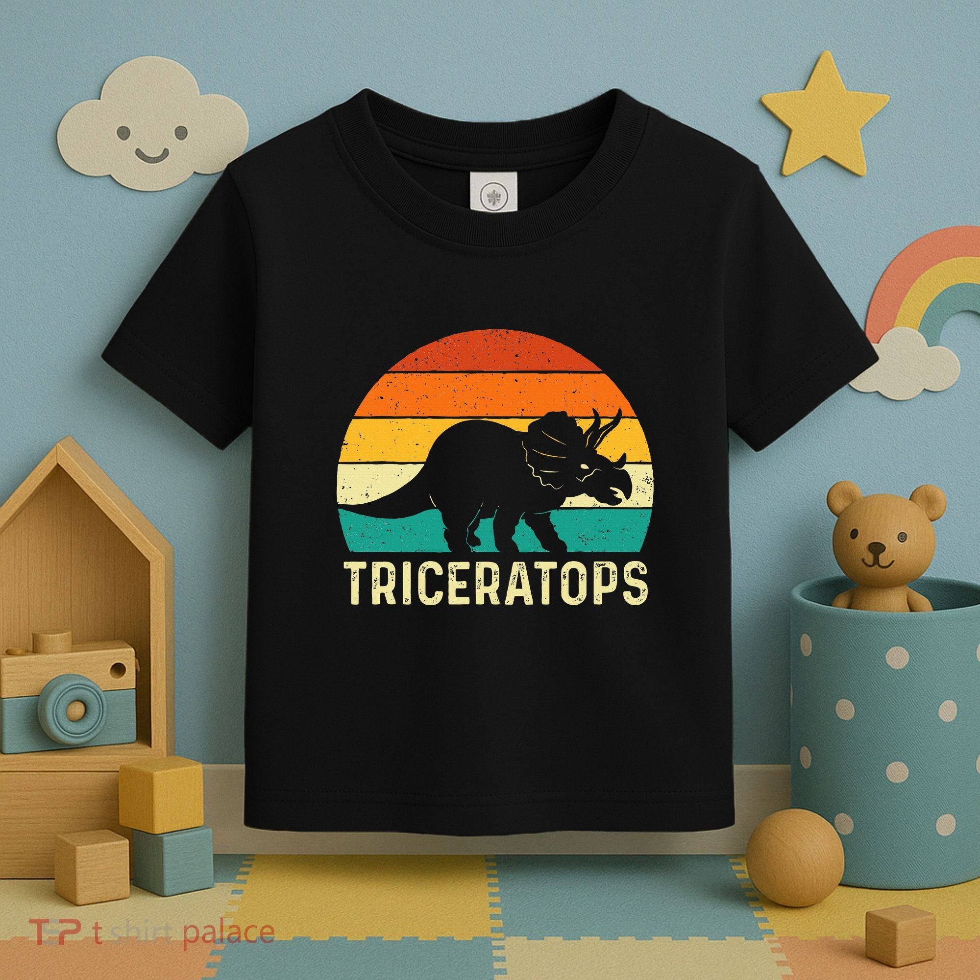 Triceratops Retro Dinosaur Lover Paleontologist Toddler T-Shirt
