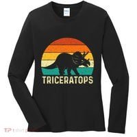 Triceratops Retro Dinosaur Lover Paleontologist Women's Long Sleeve Shirt thumb 0