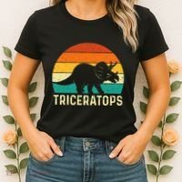 Triceratops Retro Dinosaur Lover Paleontologist Women's T-Shirt thumb 2
