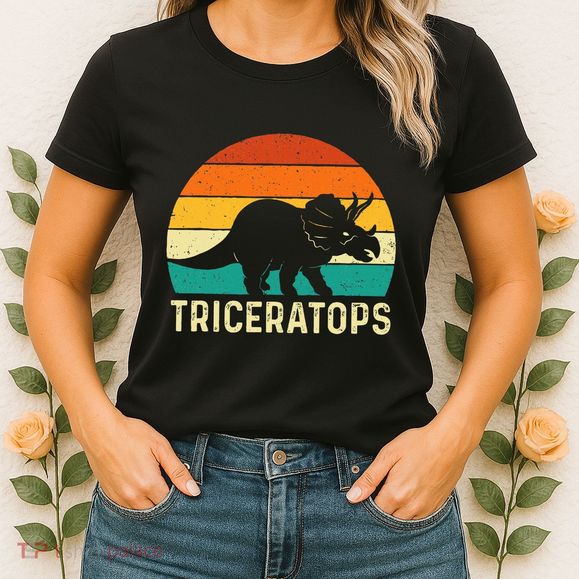 Triceratops Retro Dinosaur Lover Paleontologist Women's T-Shirt