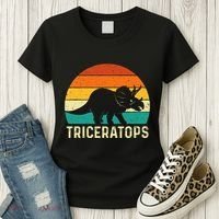 Triceratops Retro Dinosaur Lover Paleontologist Women's T-Shirt thumb 3