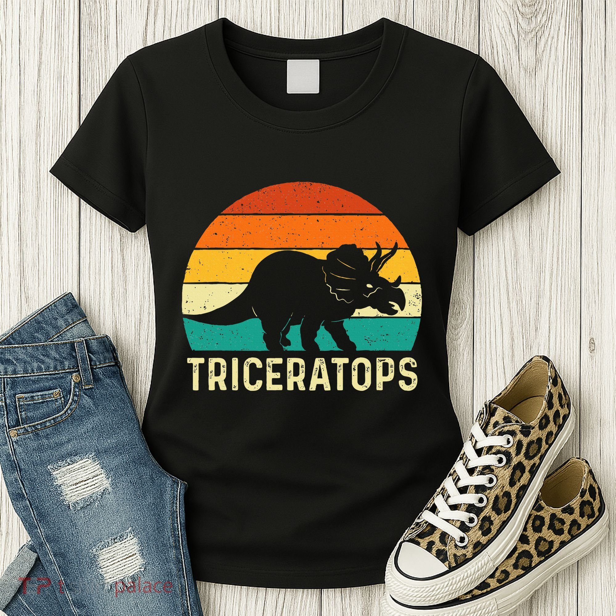 Triceratops Retro Dinosaur Lover Paleontologist Women's T-Shirt
