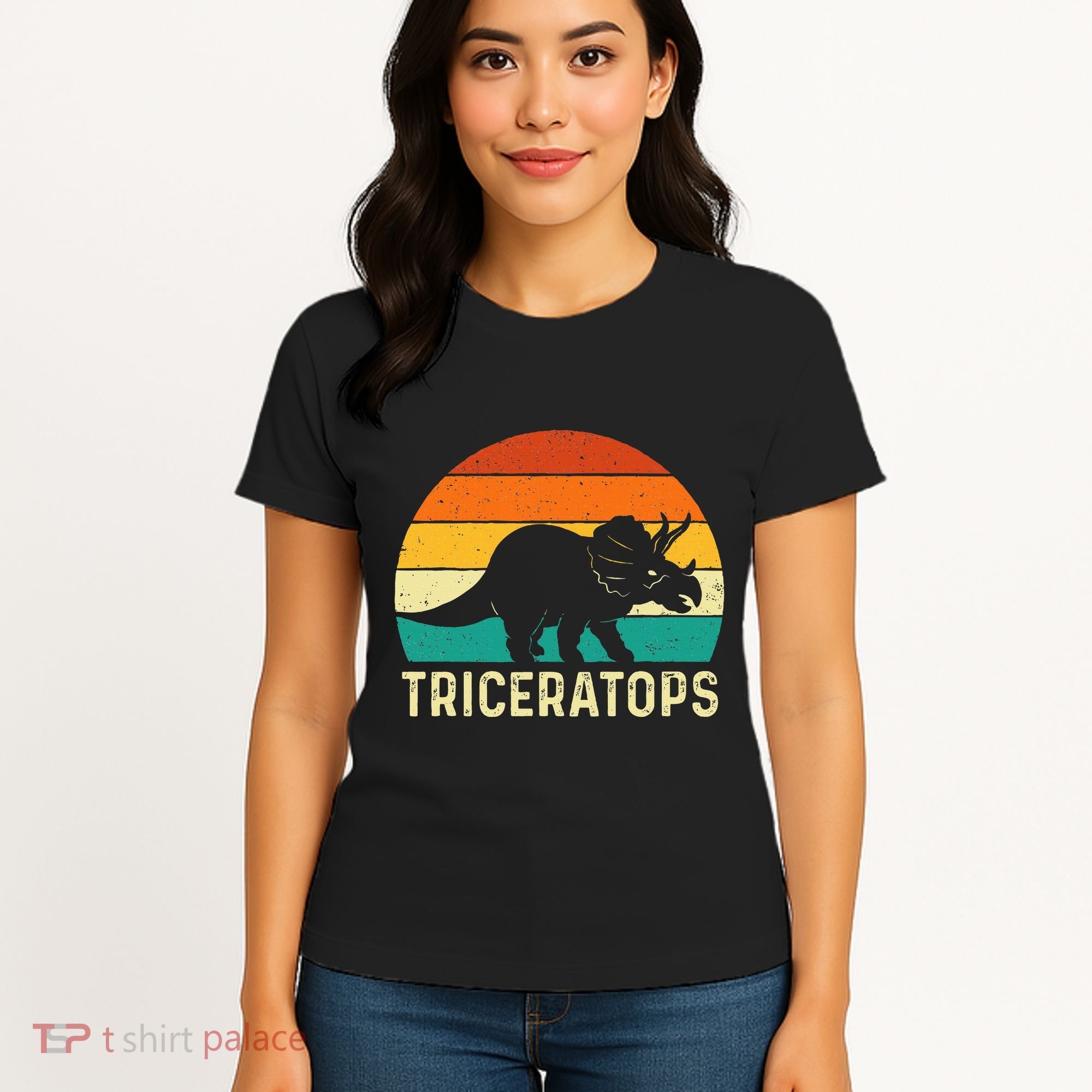 Triceratops Retro Dinosaur Lover Paleontologist Women's T-Shirt