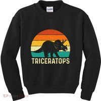 Triceratops Retro Dinosaur Lover Paleontologist Kids Sweatshirt thumb 0
