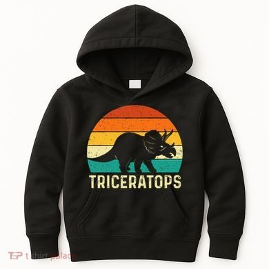 Triceratops Retro Dinosaur Lover Paleontologist Kids Hoodie