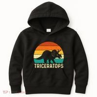 Triceratops Retro Dinosaur Lover Paleontologist Kids Hoodie thumb 0
