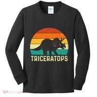 Triceratops Retro Dinosaur Lover Paleontologist Kids Long Sleeve Shirt thumb 0