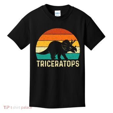 Triceratops Retro Dinosaur Lover Paleontologist Kids T-Shirt