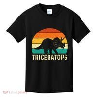 Triceratops Retro Dinosaur Lover Paleontologist Kids T-Shirt thumb 0
