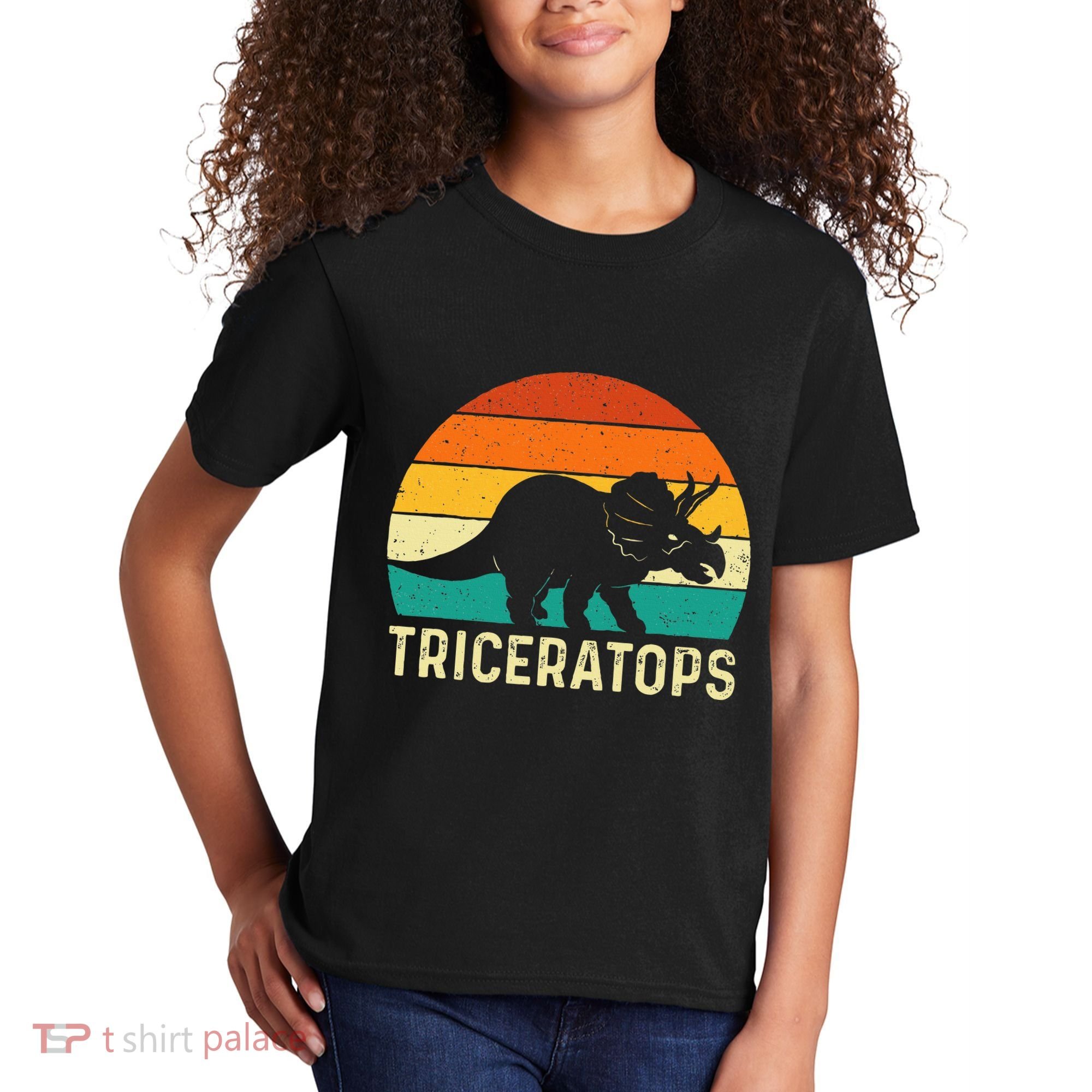 Triceratops Retro Dinosaur Lover Paleontologist Kids T-Shirt