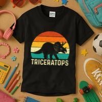 Triceratops Retro Dinosaur Lover Paleontologist Kids T-Shirt thumb 3