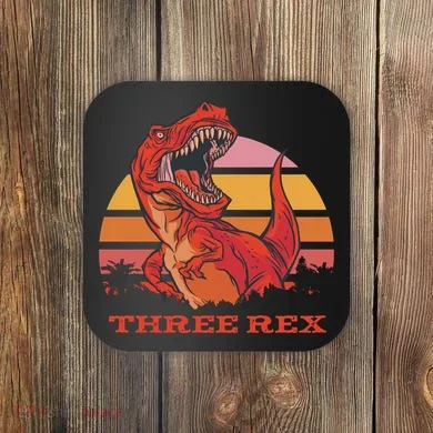 Three Rex Dinosaur Birthday Coaster
