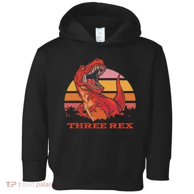 Three Rex Dinosaur Birthday Toddler Hoodie