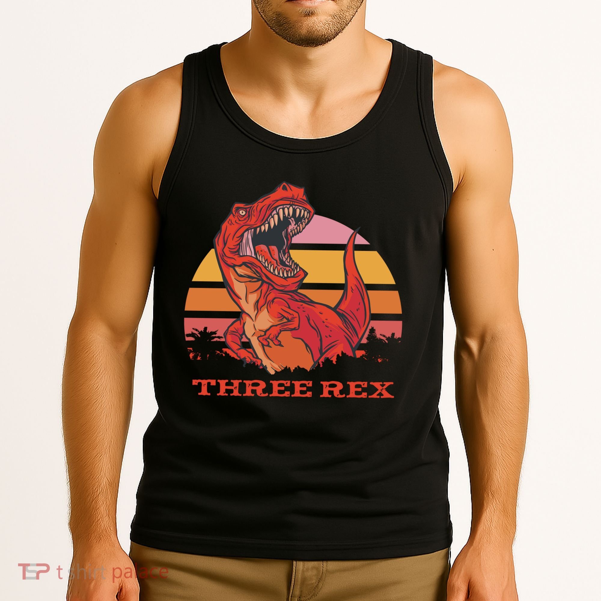 Three Rex Dinosaur Birthday Tank Top