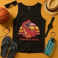 Three Rex Dinosaur Birthday Tank Top thumb 4
