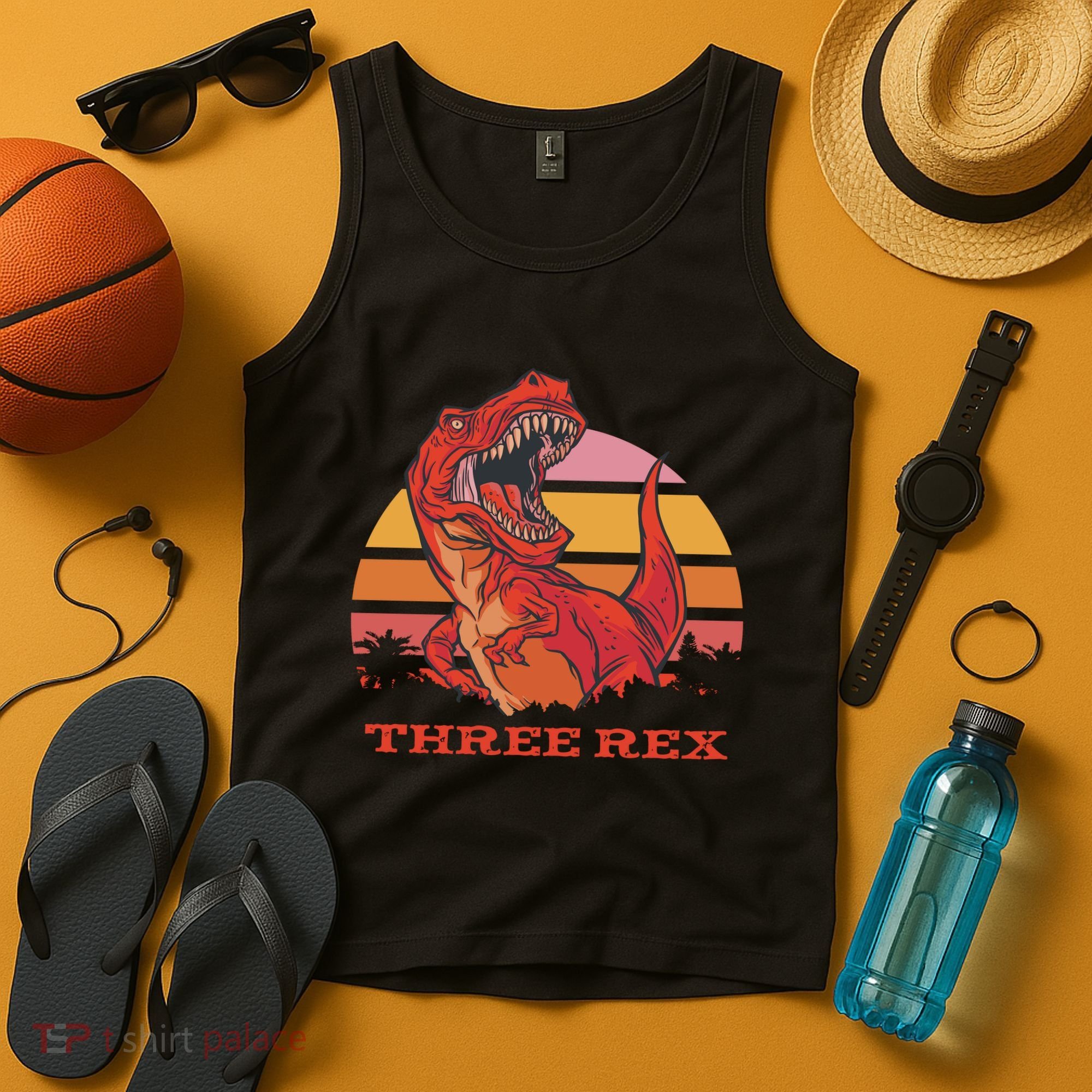 Three Rex Dinosaur Birthday Tank Top