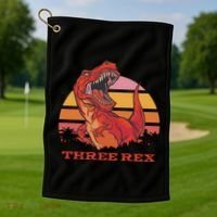 Three Rex Dinosaur Birthday Golf Towel thumb 1