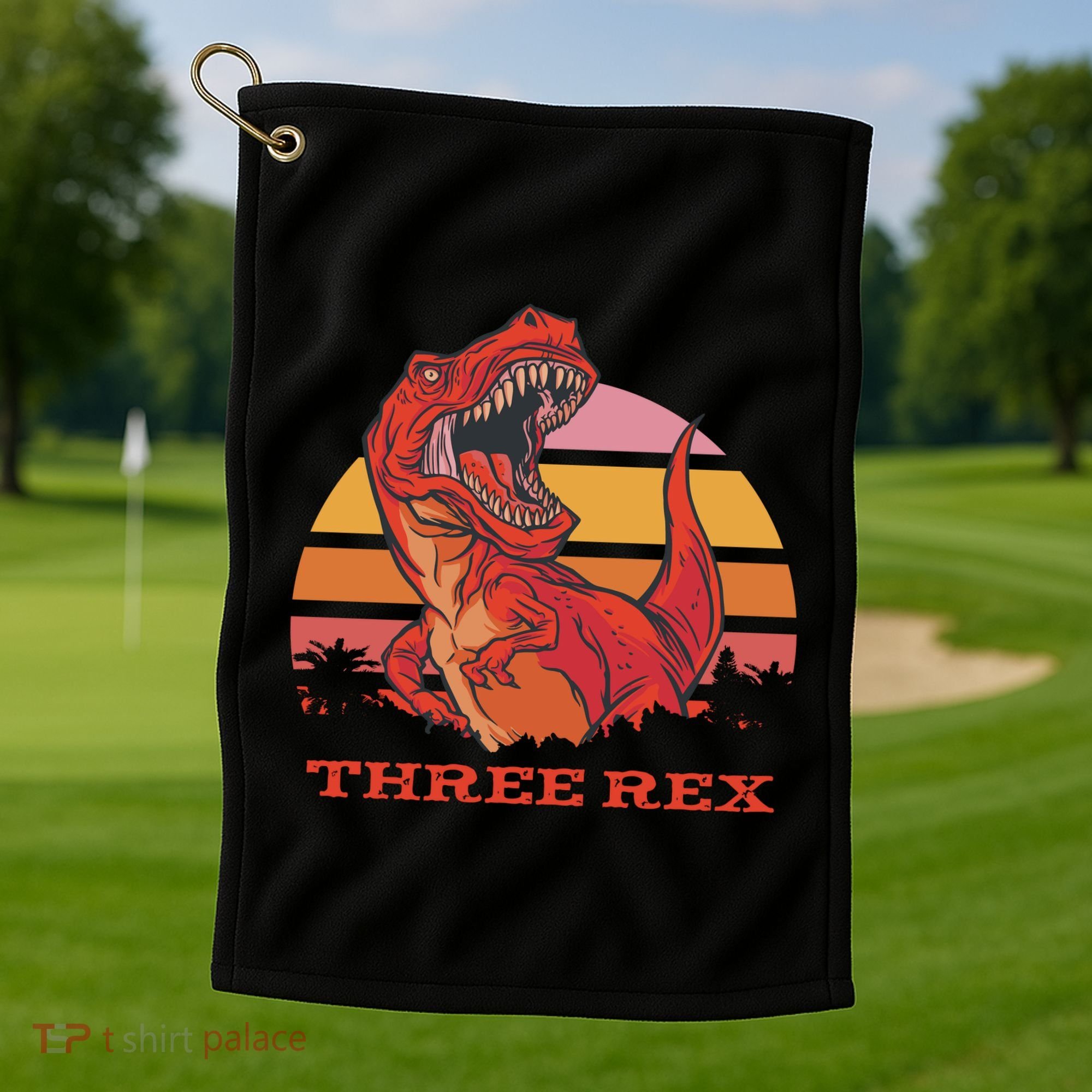 Three Rex Dinosaur Birthday Golf Towel