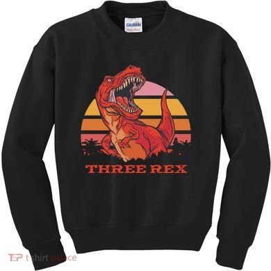 Three Rex Dinosaur Birthday Kids Sweatshirt