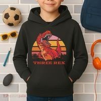 Three Rex Dinosaur Birthday Kids Hoodie thumb 2