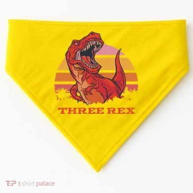 Three Rex Dinosaur Birthday USA-Made Doggie Bandana