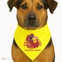Three Rex Dinosaur Birthday USA-Made Doggie Bandana thumb 1