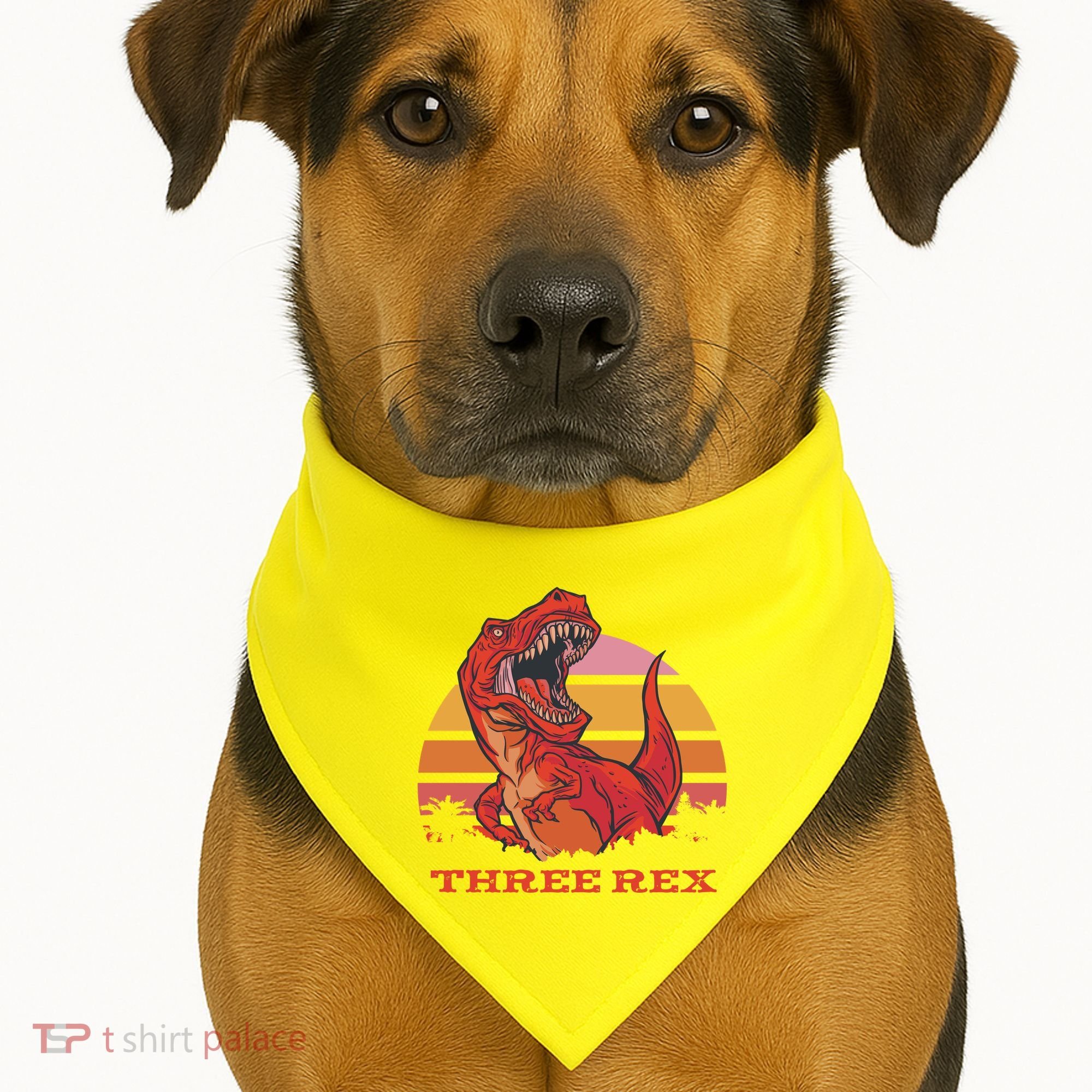 Three Rex Dinosaur Birthday USA-Made Doggie Bandana