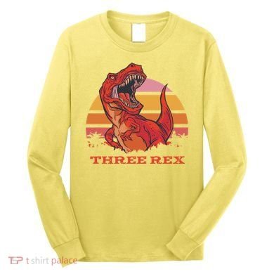 Three Rex Dinosaur Birthday Long Sleeve Shirt
