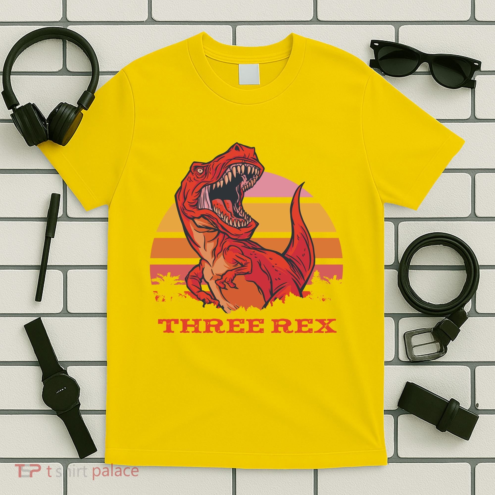 Three Rex Dinosaur Birthday T-Shirt