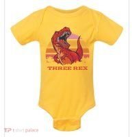 Three Rex Dinosaur Birthday Baby Bodysuit thumb 0