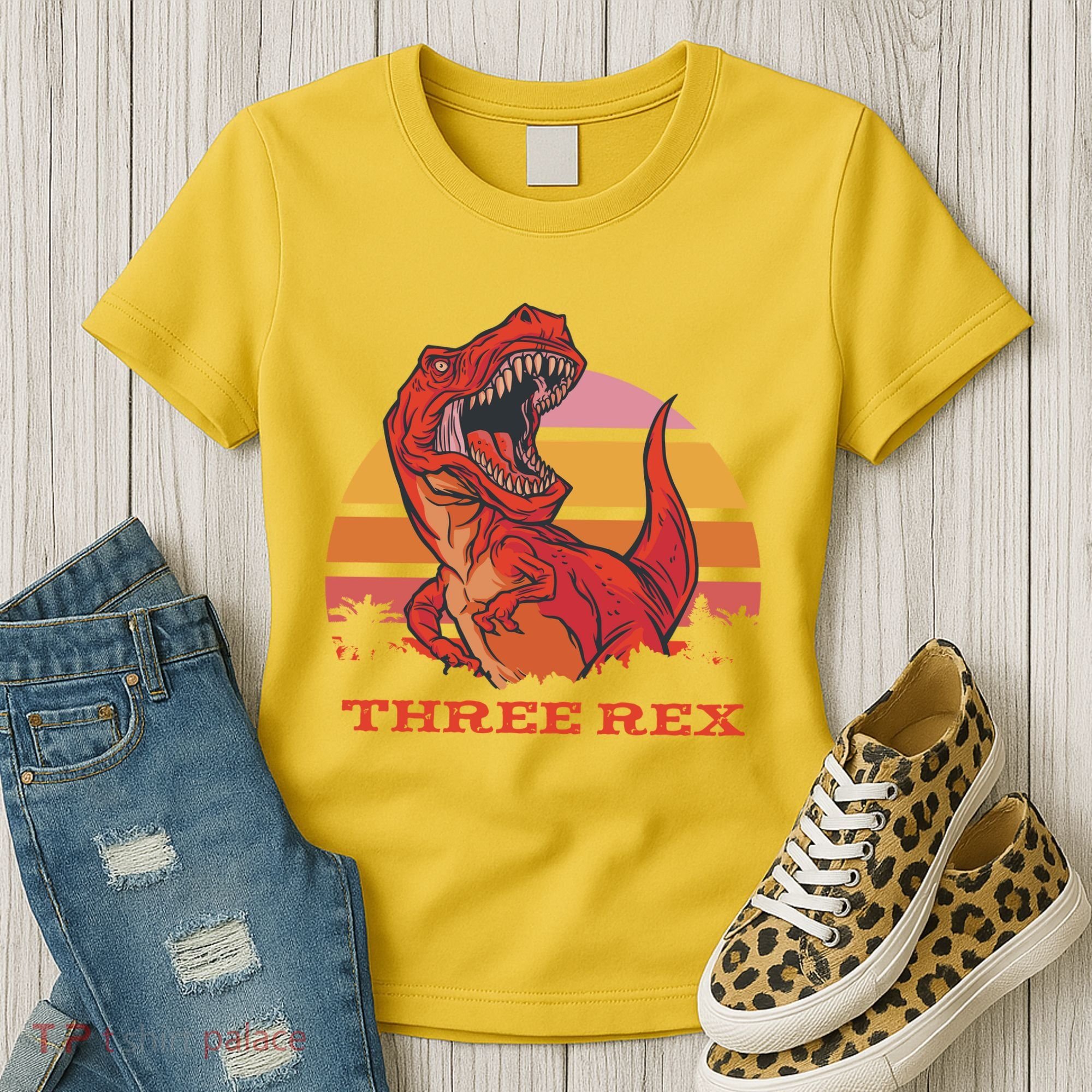 Three Rex Dinosaur Birthday Women's T-Shirt