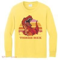 Three Rex Dinosaur Birthday Kids Long Sleeve Shirt thumb 0
