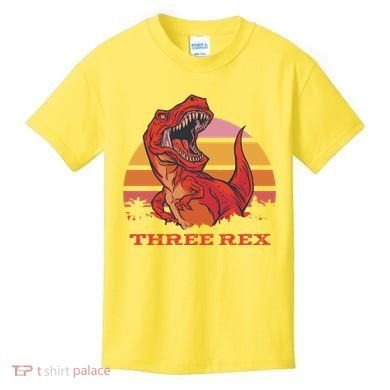 Three Rex Dinosaur Birthday Kids T-Shirt