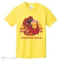 Three Rex Dinosaur Birthday Kids T-Shirt thumb 0
