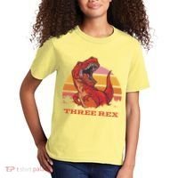 Three Rex Dinosaur Birthday Kids T-Shirt thumb 2
