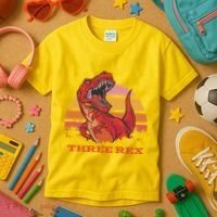 Three Rex Dinosaur Birthday Kids T-Shirt thumb 3