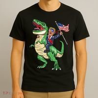 T Rex Dinosaur With Trump Gift American Flag For Patriot Gift T-Shirt thumb 3