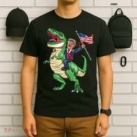 T Rex Dinosaur With Trump Gift American Flag For Patriot Gift T-Shirt thumb 6