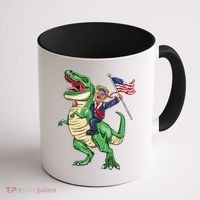 T Rex Dinosaur With Trump Gift American Flag For Patriot Gift Coffee Mug thumb 1