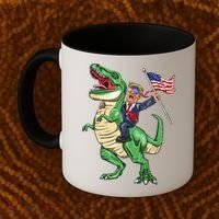 T Rex Dinosaur With Trump Gift American Flag For Patriot Gift Coffee Mug thumb 2
