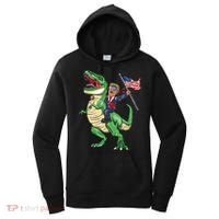 T Rex Dinosaur With Trump Gift American Flag For Patriot Gift Women's Hoodie thumb 0
