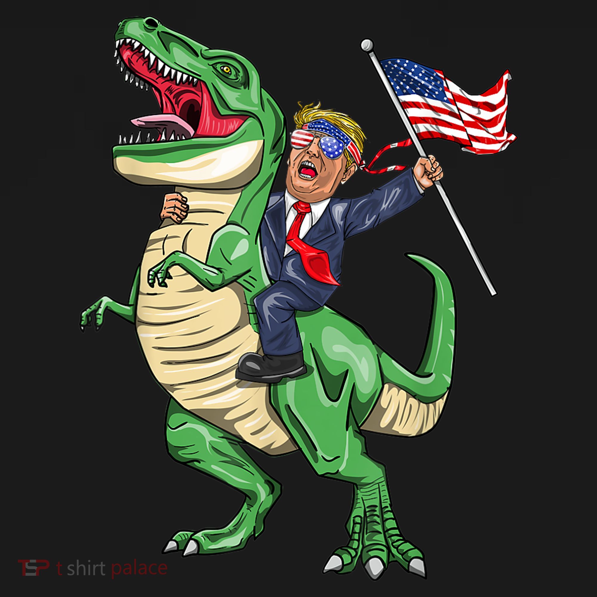 T Rex Dinosaur With Trump Gift American Flag For Patriot Gift Baby Bodysuit