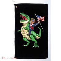 T Rex Dinosaur With Trump Gift American Flag For Patriot Gift Golf Towel thumb 0