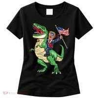 T Rex Dinosaur With Trump Gift American Flag For Patriot Gift Women's T-Shirt thumb 0