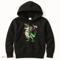 T Rex Dinosaur With Trump Gift American Flag For Patriot Gift Kids Hoodie thumb 0