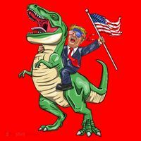 T Rex Dinosaur With Trump Gift American Flag For Patriot Gift Santa Hat thumb 1